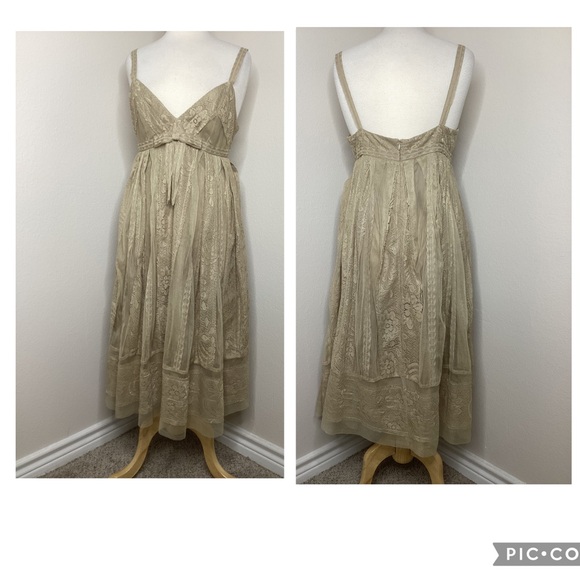 Anna Sui Lace & Tulle Babydoll Dress Midi Sz 12 - Picture 2 of 12